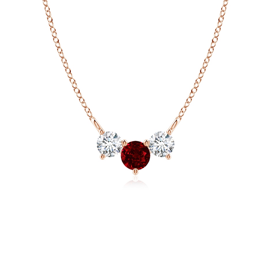 4mm AAAA Classic Ruby and Diamond Necklace in Rose Gold 