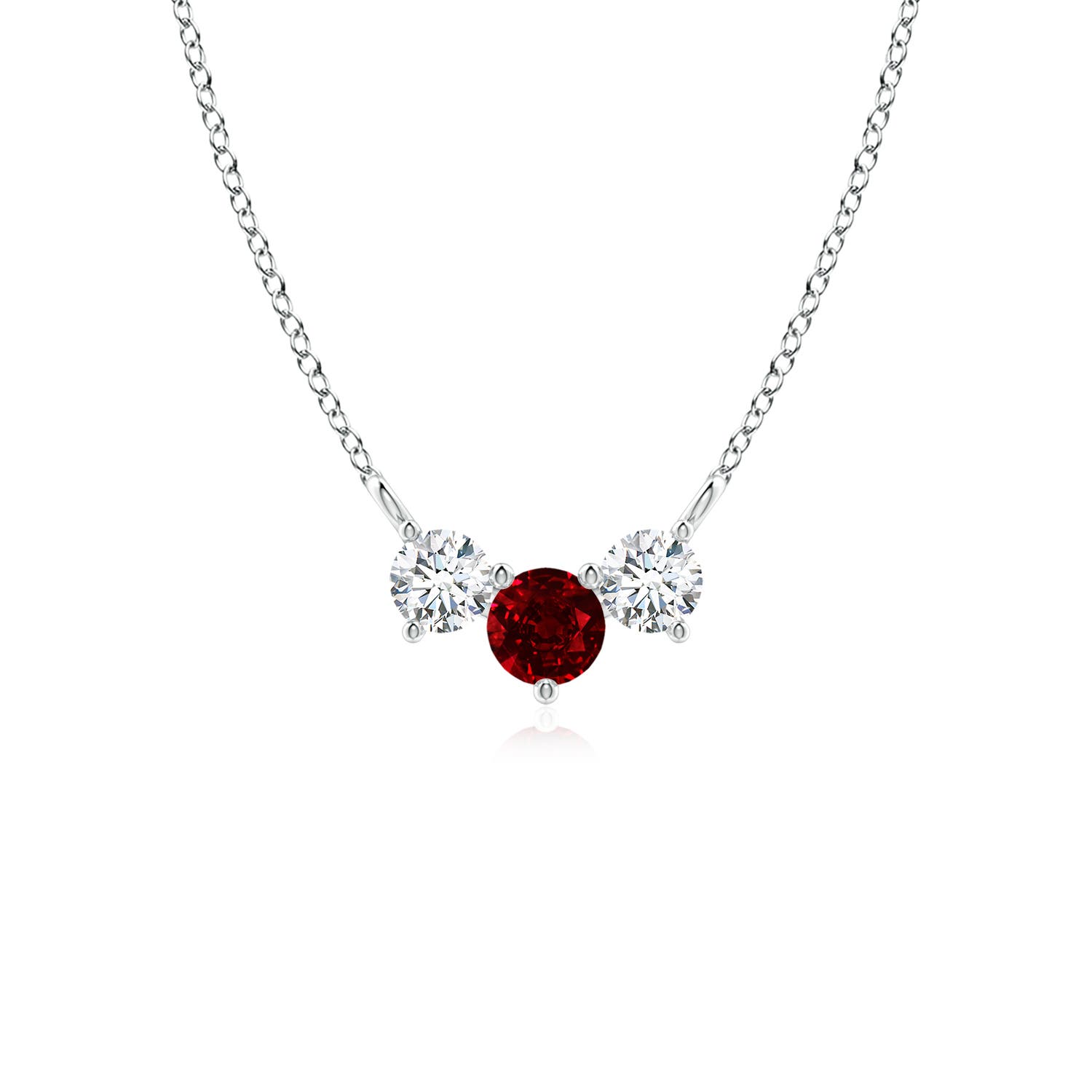 4mm AAAA Classic Ruby and Diamond Necklace in White Gold