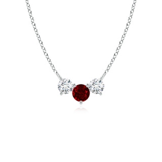 4mm AAAA Classic Ruby and Diamond Necklace in White Gold