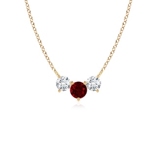 4mm AAAA Classic Ruby and Diamond Necklace in Yellow Gold