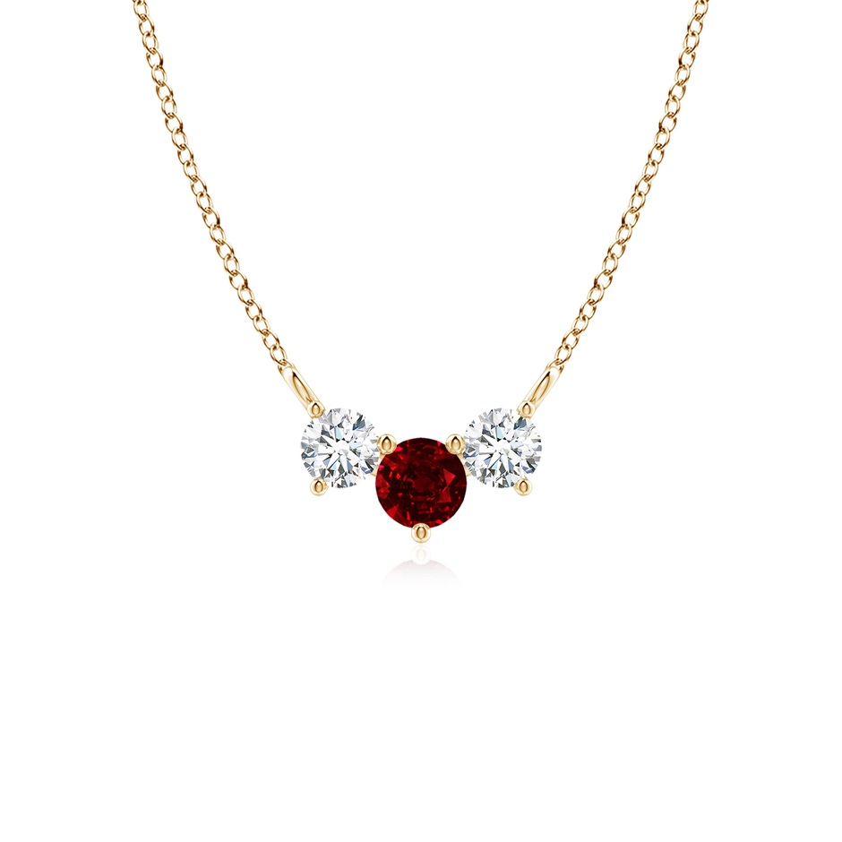 4mm AAAA Classic Ruby and Diamond Necklace in Yellow Gold 
