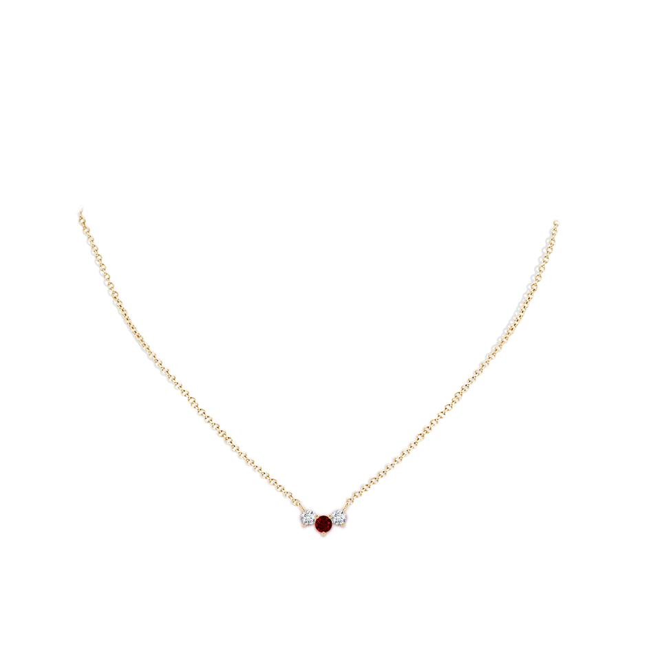 4mm AAAA Classic Ruby and Diamond Necklace in Yellow Gold pen