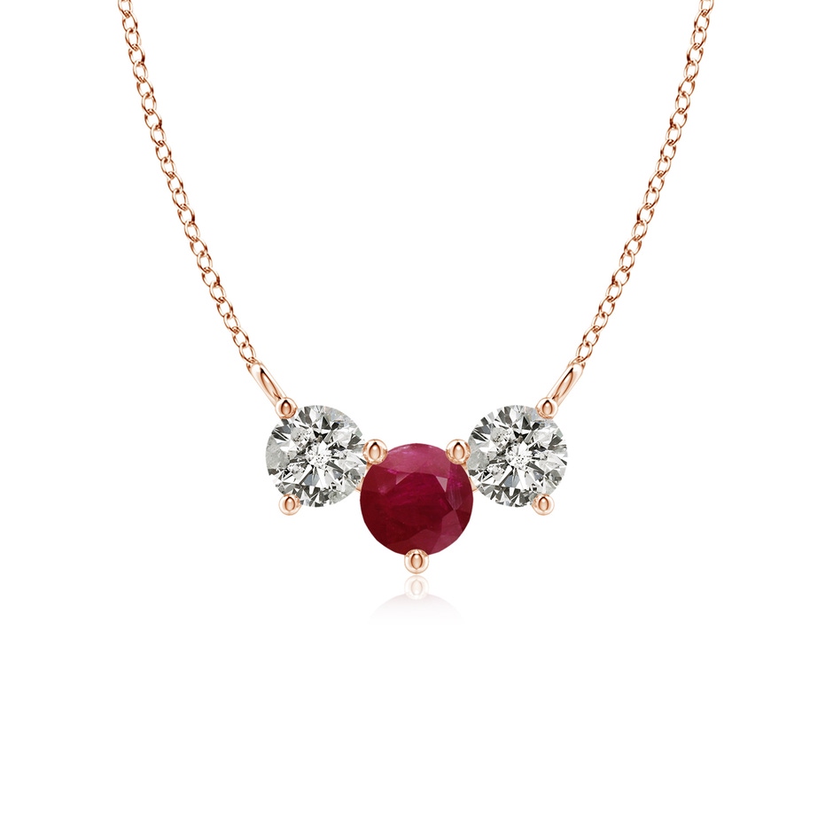5mm A Classic Ruby and Diamond Necklace in Rose Gold 