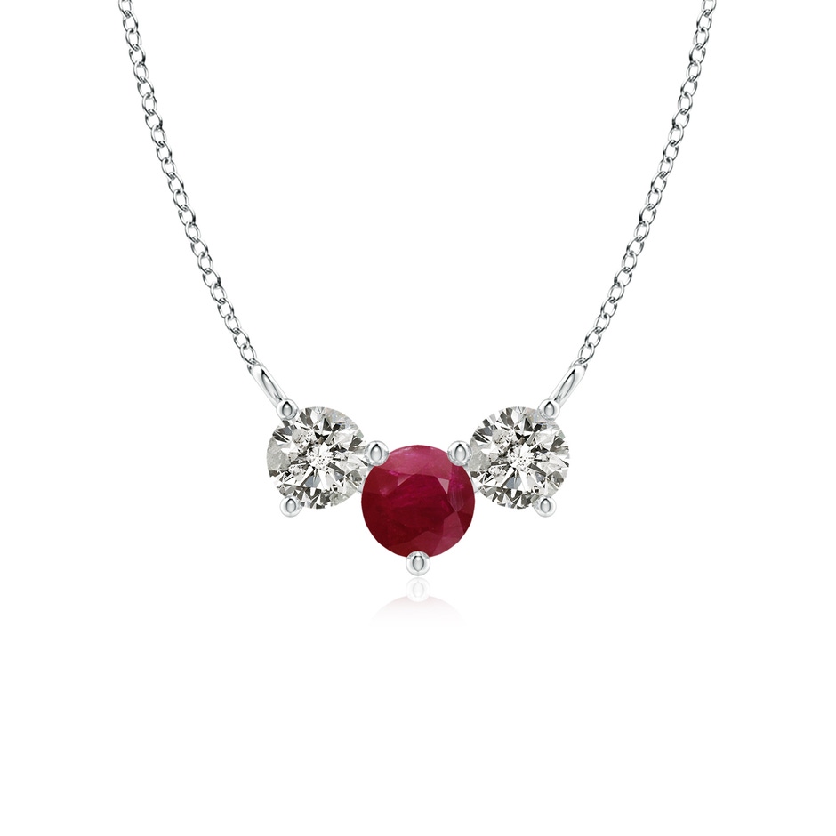 5mm A Classic Ruby and Diamond Necklace in White Gold 