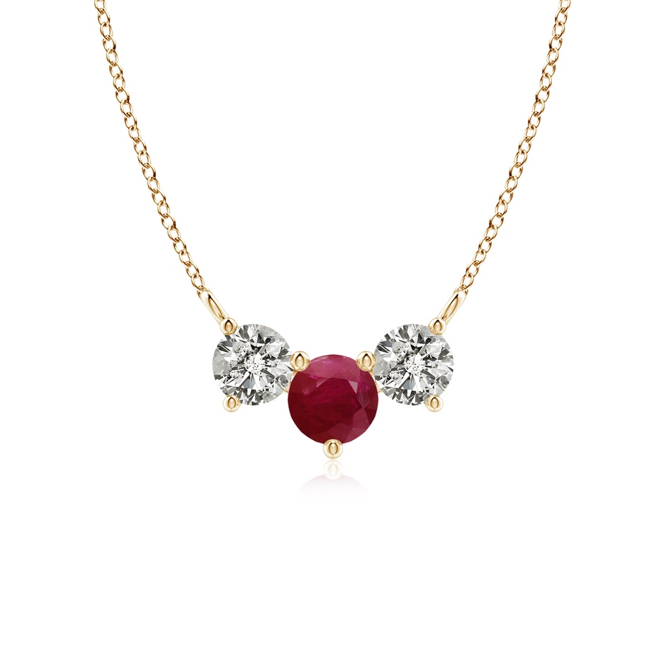 5mm A Classic Ruby and Diamond Necklace in Yellow Gold 