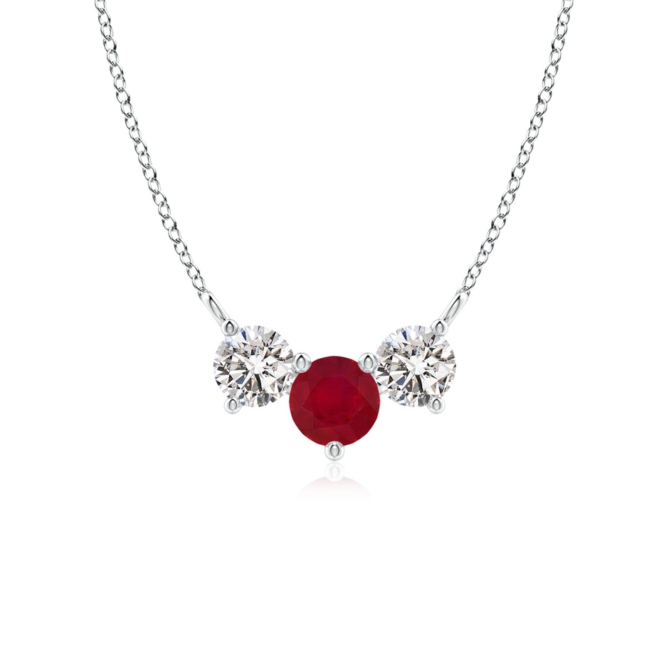 5mm AA Classic Ruby and Diamond Necklace in P950 Platinum 
