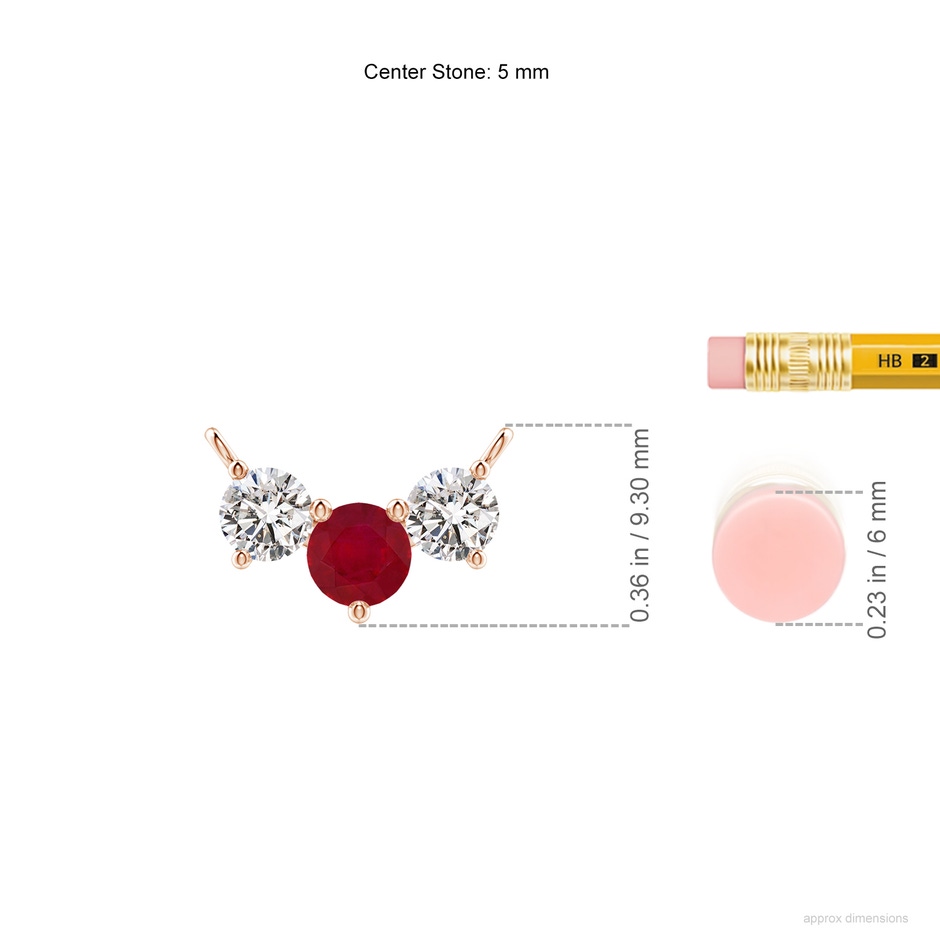 5mm AA Classic Ruby and Diamond Necklace in Rose Gold ruler