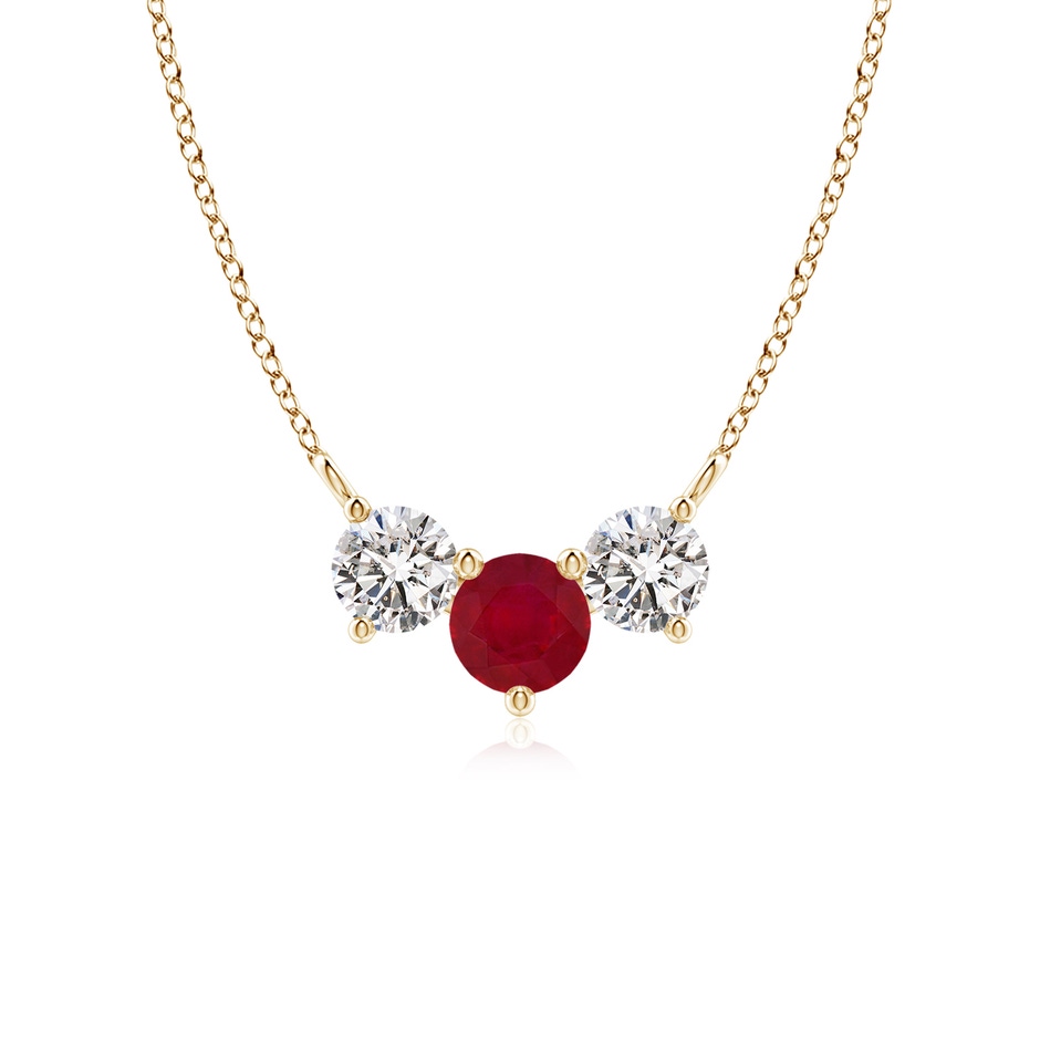 5mm AA Classic Ruby and Diamond Necklace in Yellow Gold 