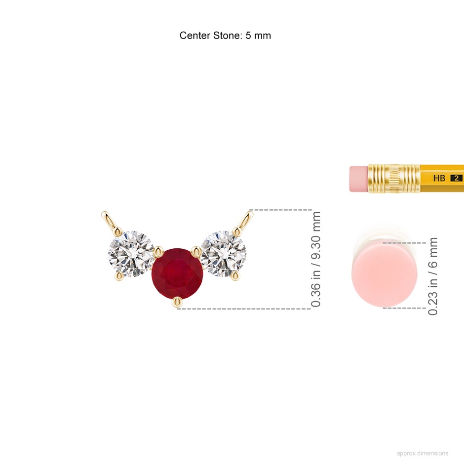 5mm AA Classic Ruby and Diamond Necklace in Yellow Gold ruler