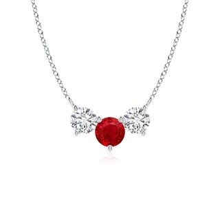 5mm AAA Classic Ruby and Diamond Necklace in P950 Platinum