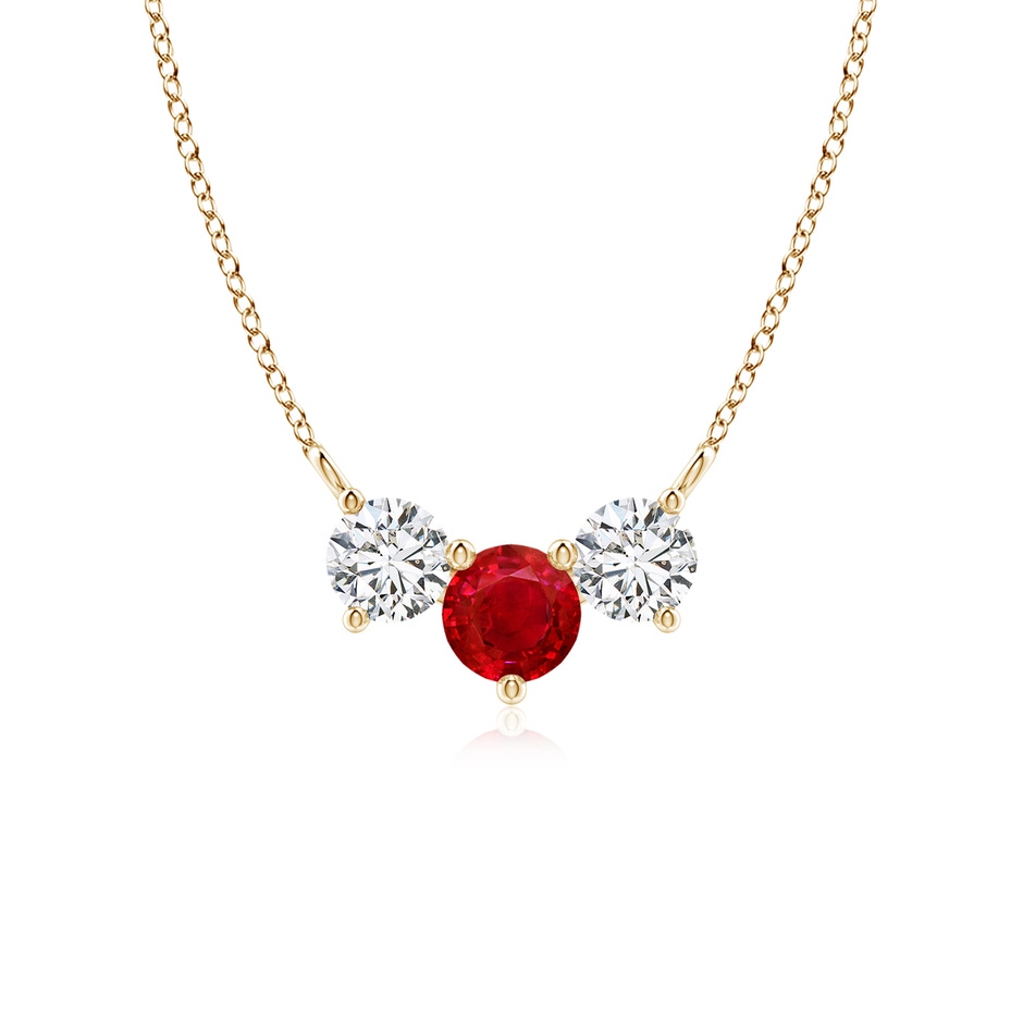 5mm AAA Classic Ruby and Diamond Necklace in Yellow Gold 