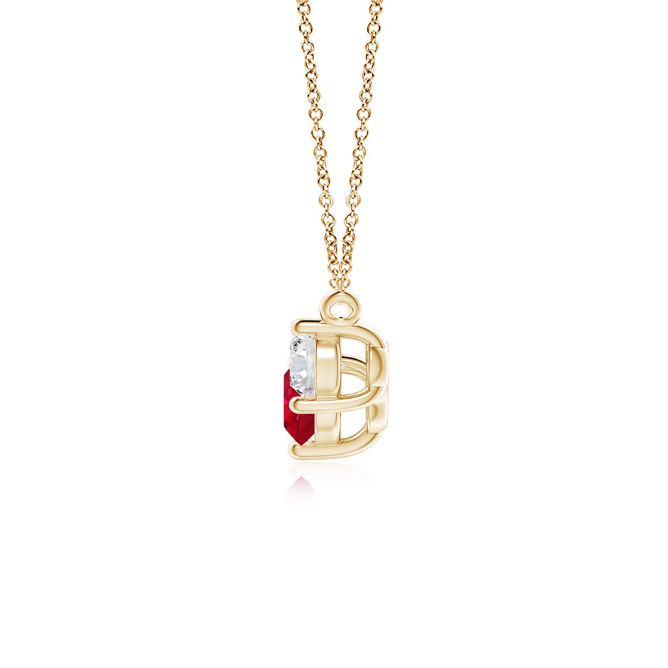 5mm AAA Classic Ruby and Diamond Necklace in Yellow Gold side 199