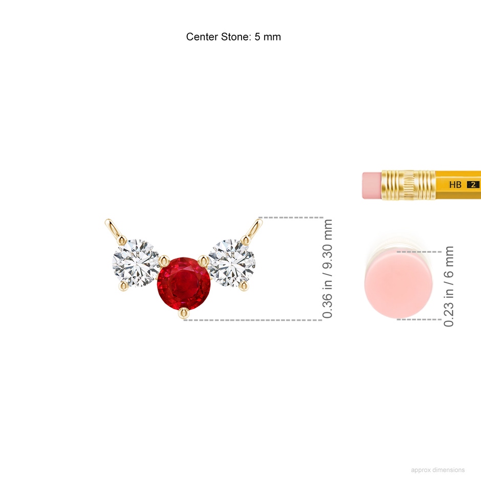5mm AAA Classic Ruby and Diamond Necklace in Yellow Gold ruler