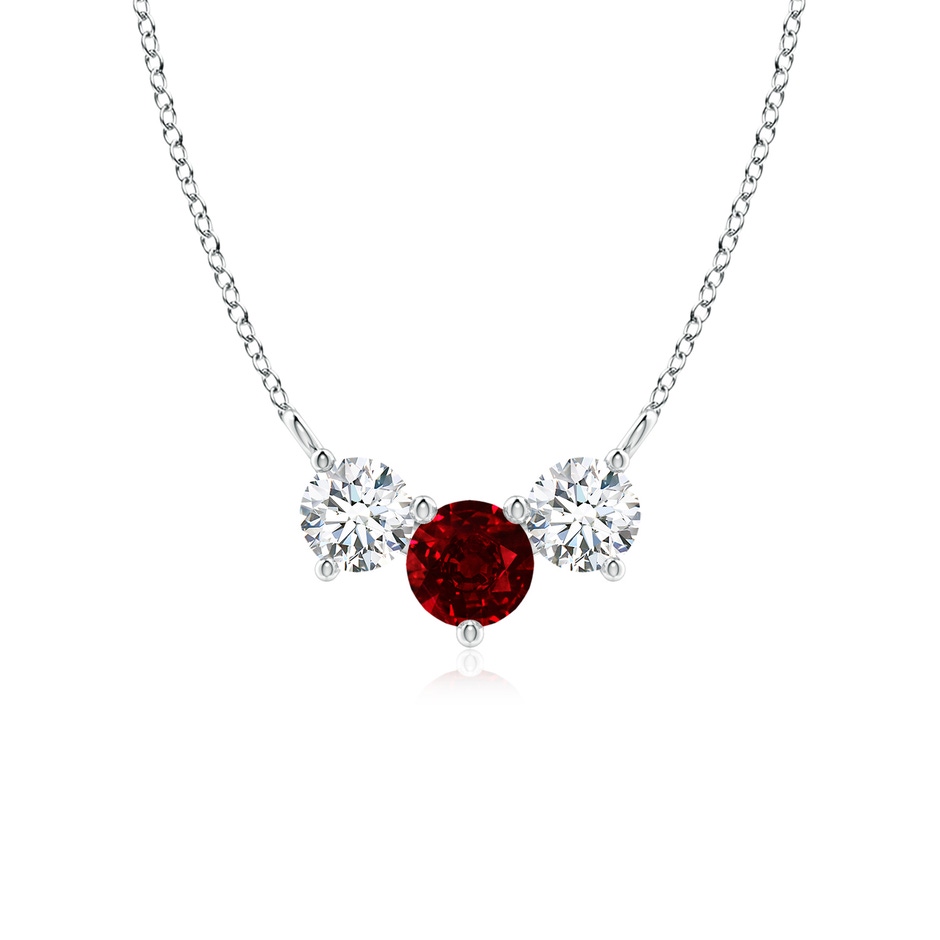 5mm AAAA Classic Ruby and Diamond Necklace in P950 Platinum 
