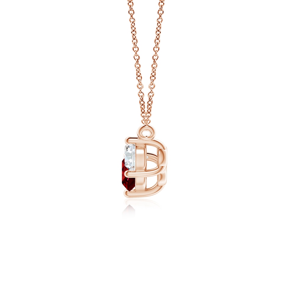 5mm AAAA Classic Ruby and Diamond Necklace in Rose Gold side 199