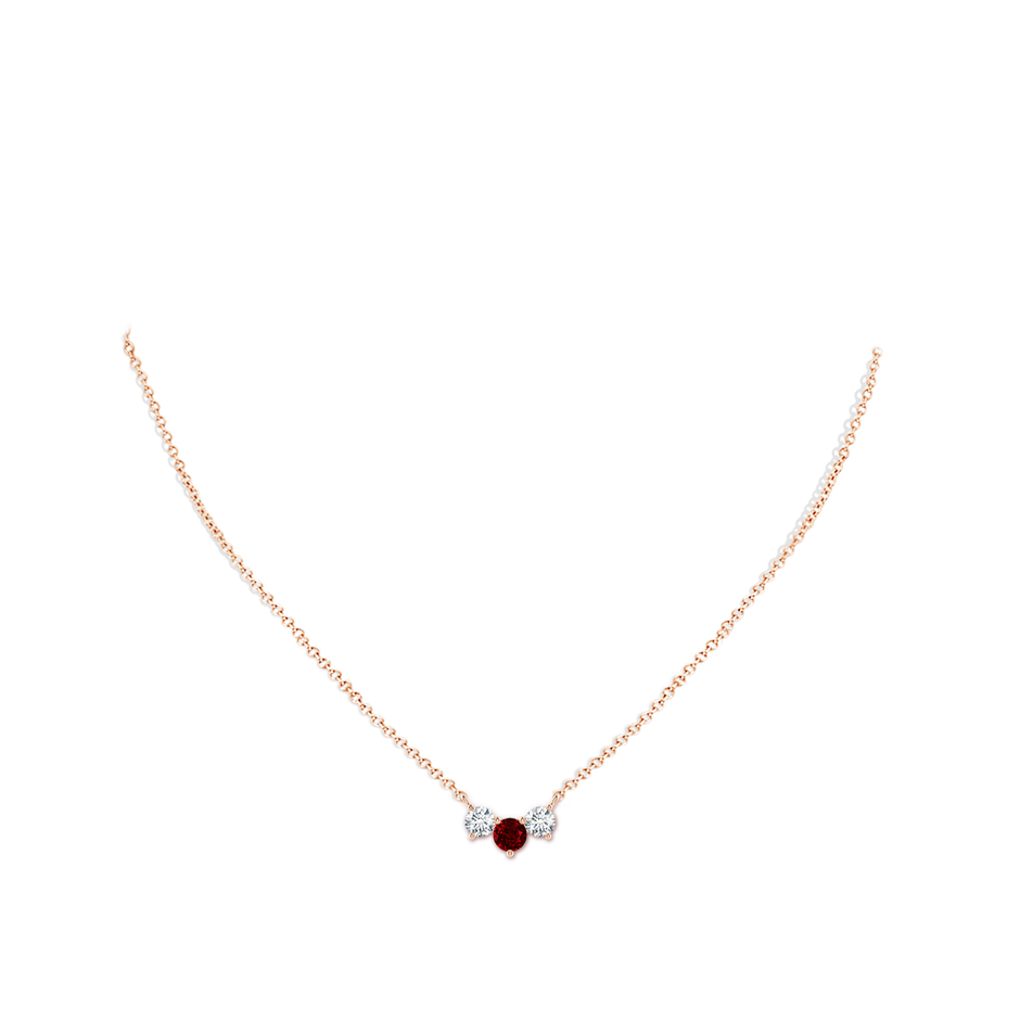 5mm AAAA Classic Ruby and Diamond Necklace in Rose Gold pen