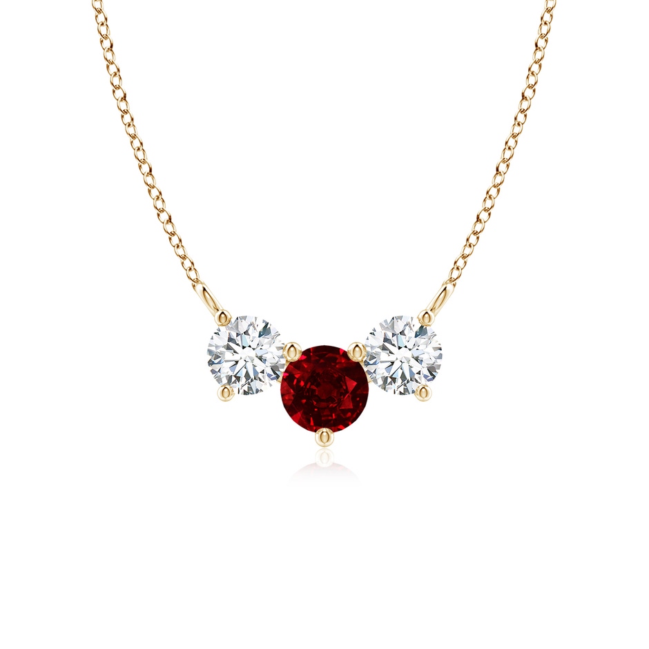 5mm AAAA Classic Ruby and Diamond Necklace in Yellow Gold 