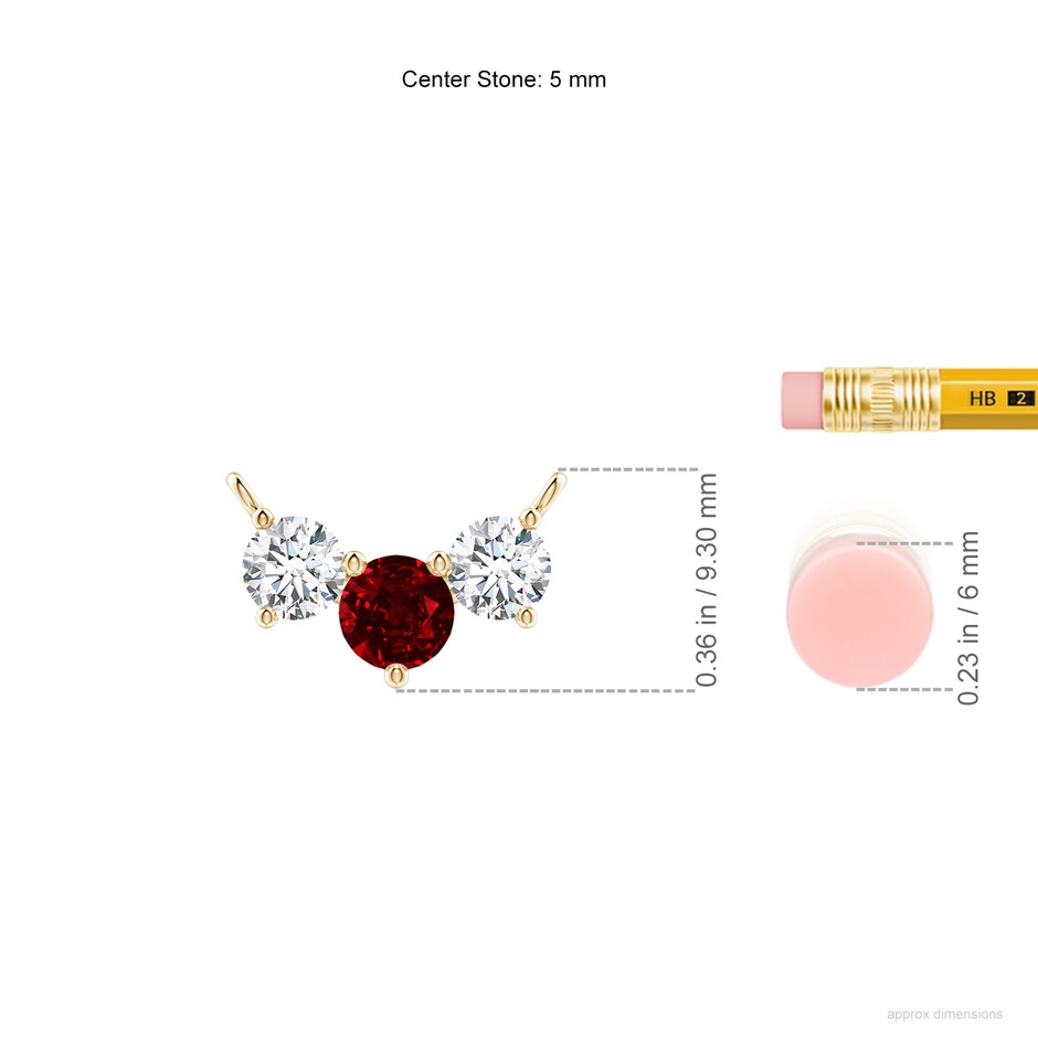 5mm AAAA Classic Ruby and Diamond Necklace in Yellow Gold ruler