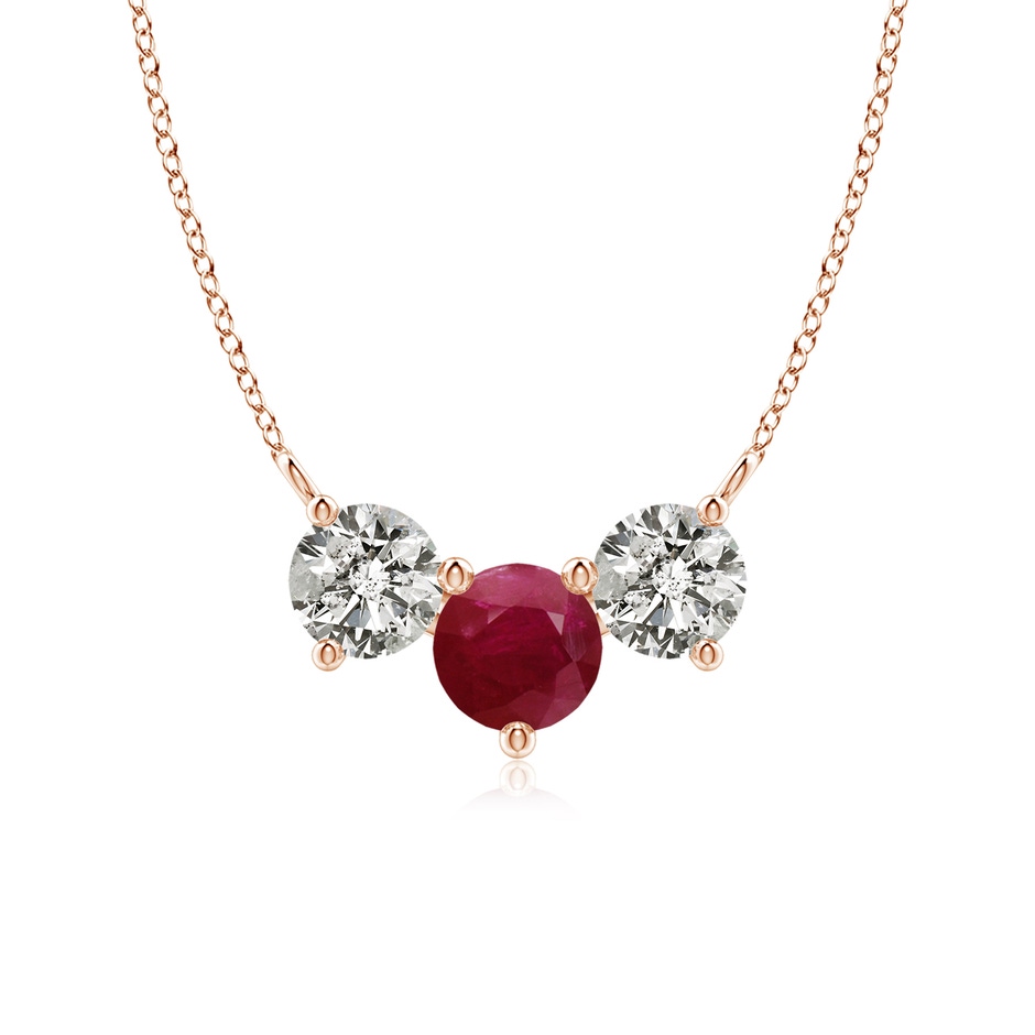 6mm A Classic Ruby and Diamond Necklace in Rose Gold 