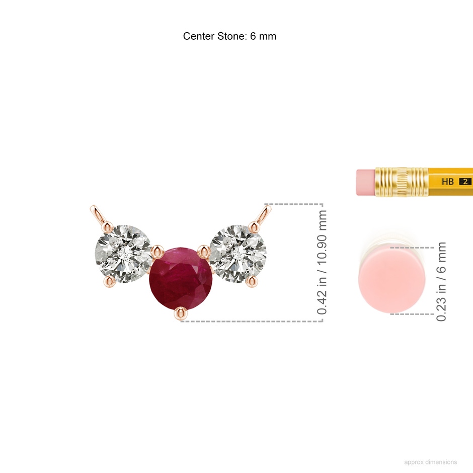6mm A Classic Ruby and Diamond Necklace in Rose Gold ruler