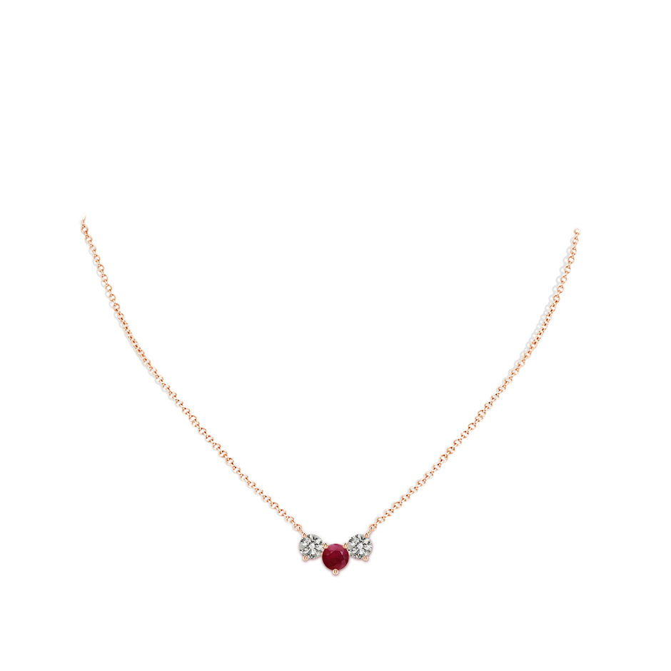 6mm A Classic Ruby and Diamond Necklace in Rose Gold pen