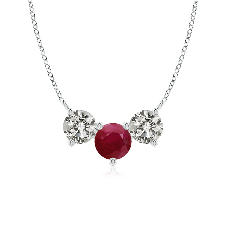 6mm A Classic Ruby and Diamond Necklace in White Gold 