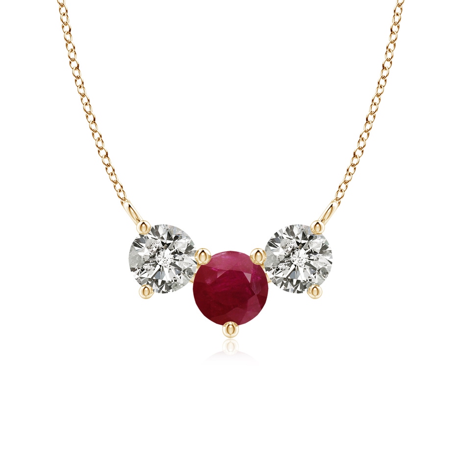 6mm A Classic Ruby and Diamond Necklace in Yellow Gold 