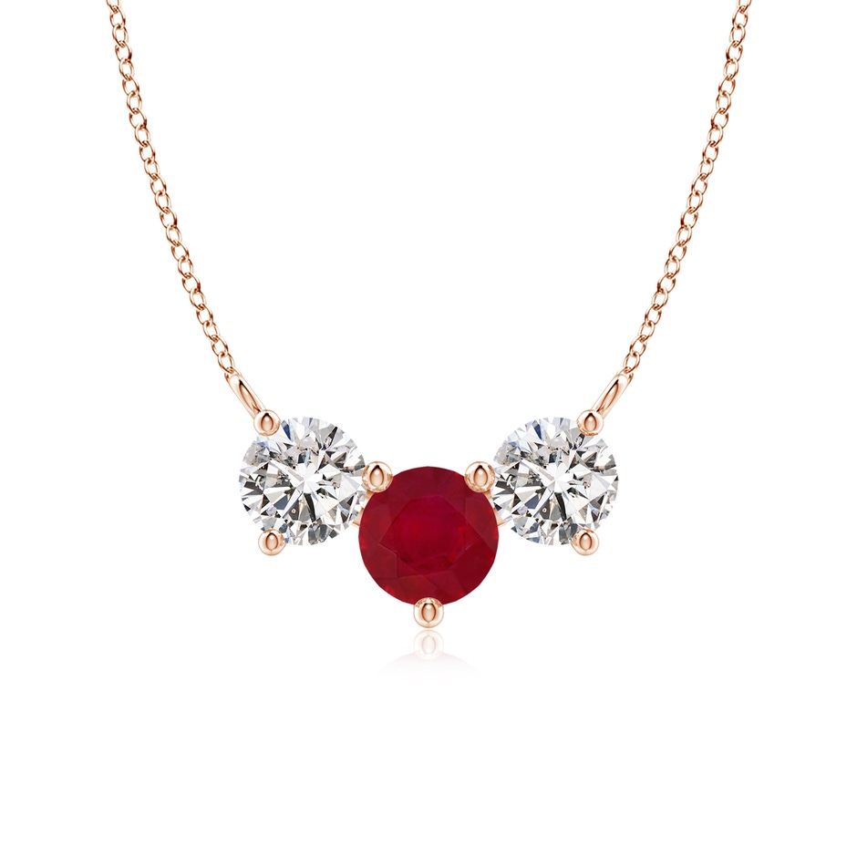 6mm AA Classic Ruby and Diamond Necklace in Rose Gold 