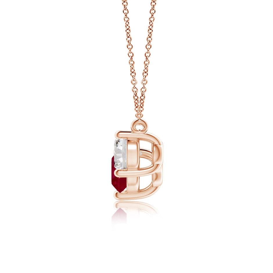 6mm AA Classic Ruby and Diamond Necklace in Rose Gold side 199