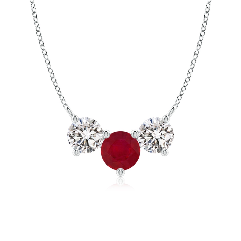 6mm AA Classic Ruby and Diamond Necklace in White Gold 