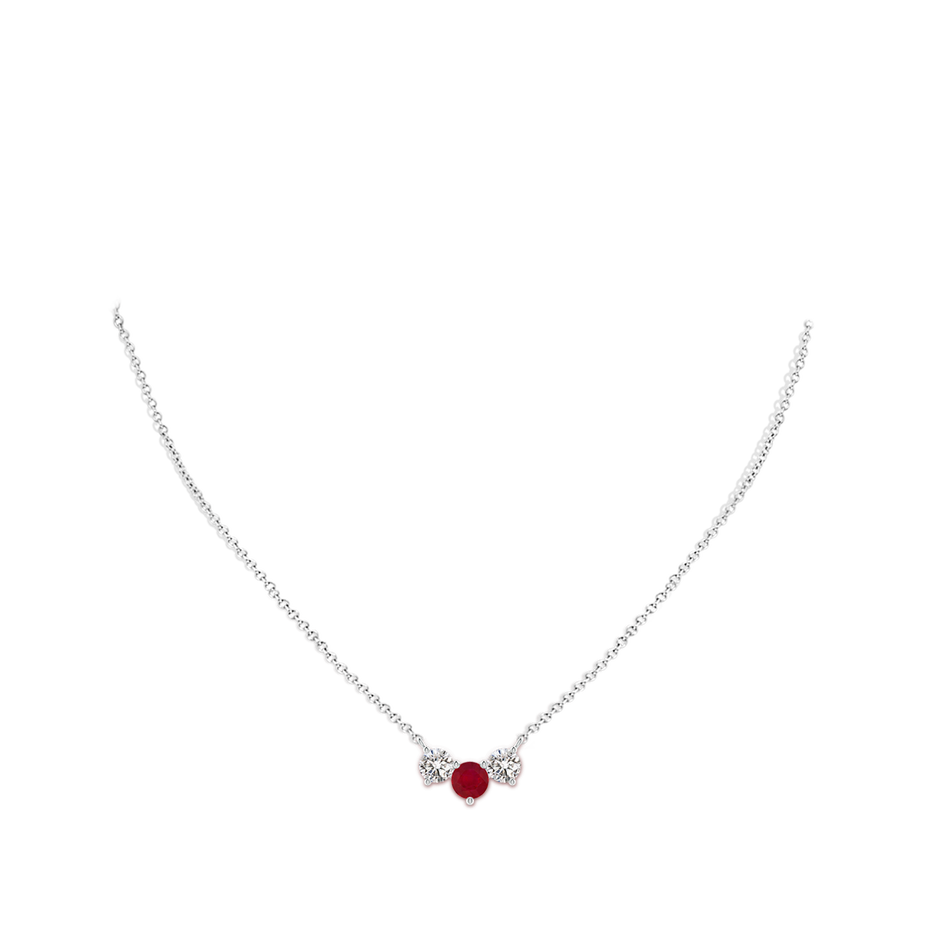 6mm AA Classic Ruby and Diamond Necklace in White Gold pen