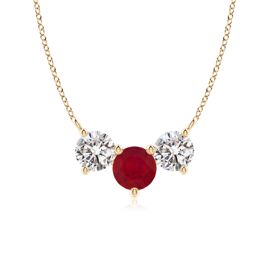 6mm AA Classic Ruby and Diamond Necklace in Yellow Gold 
