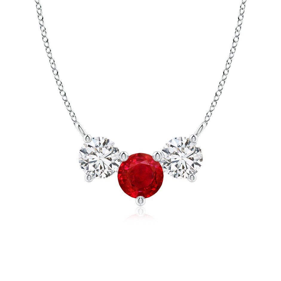 6mm AAA Classic Ruby and Diamond Necklace in P950 Platinum 