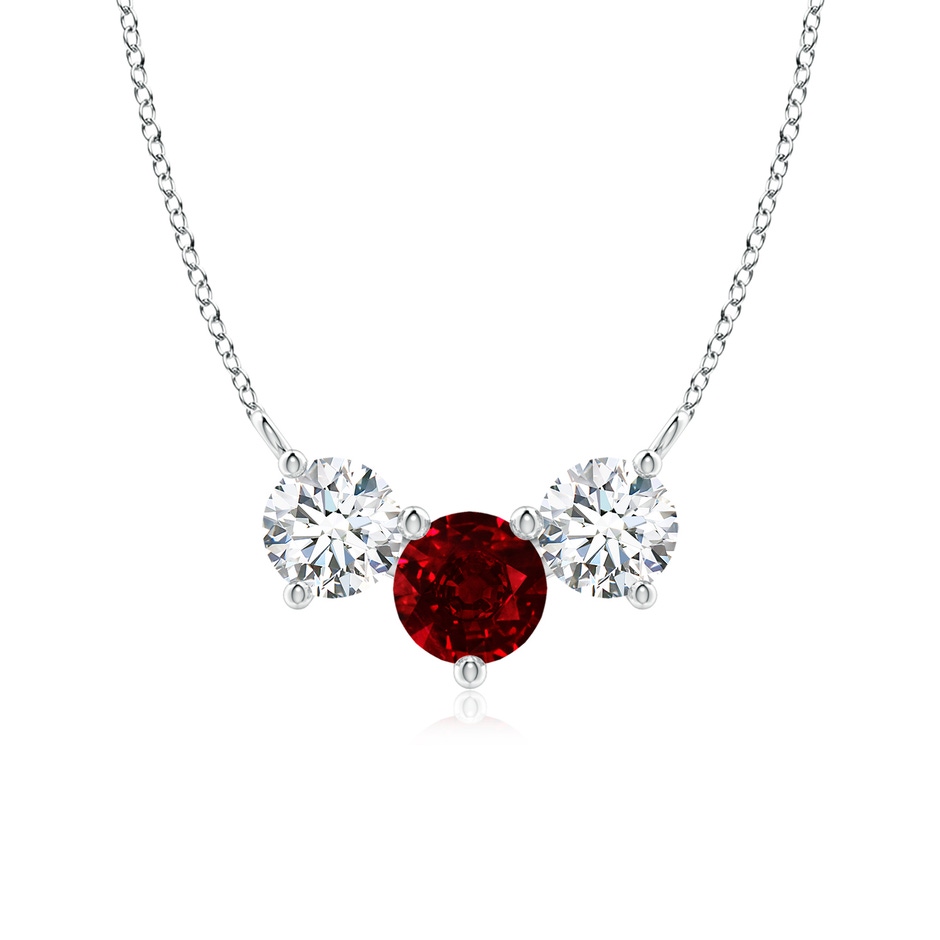 6mm AAAA Classic Ruby and Diamond Necklace in P950 Platinum 