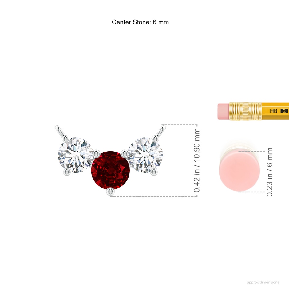 6mm AAAA Classic Ruby and Diamond Necklace in P950 Platinum ruler