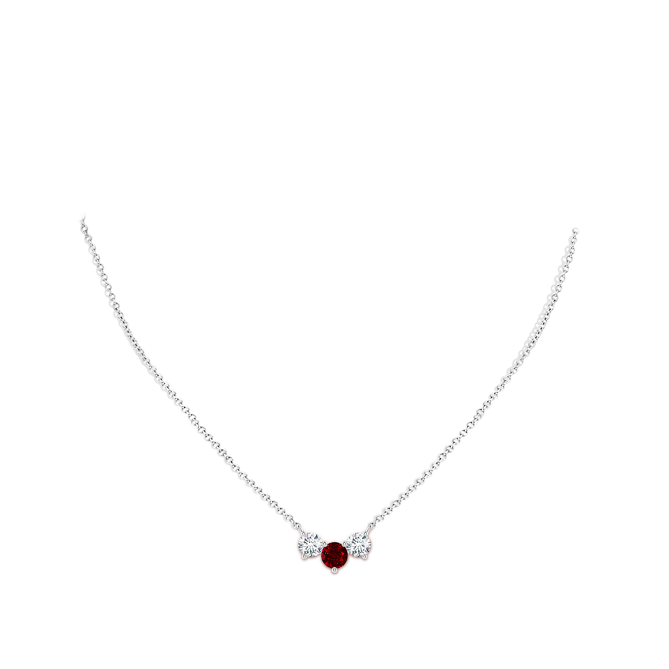 6mm AAAA Classic Ruby and Diamond Necklace in P950 Platinum pen
