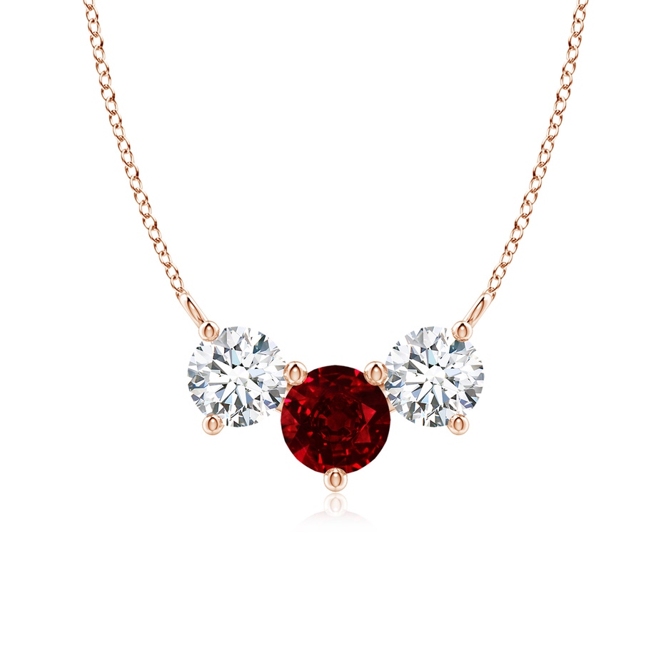 6mm AAAA Classic Ruby and Diamond Necklace in Rose Gold 