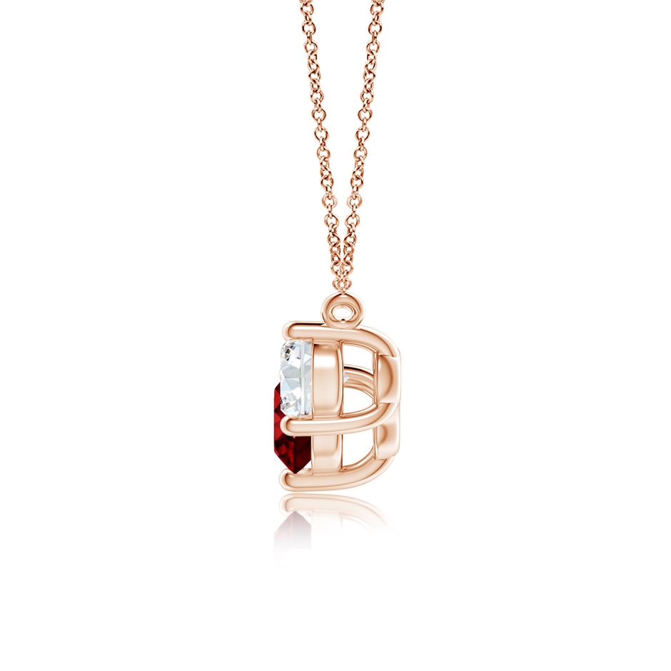6mm AAAA Classic Ruby and Diamond Necklace in Rose Gold side 199