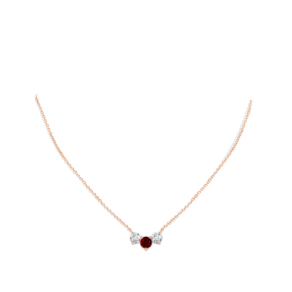6mm AAAA Classic Ruby and Diamond Necklace in Rose Gold pen