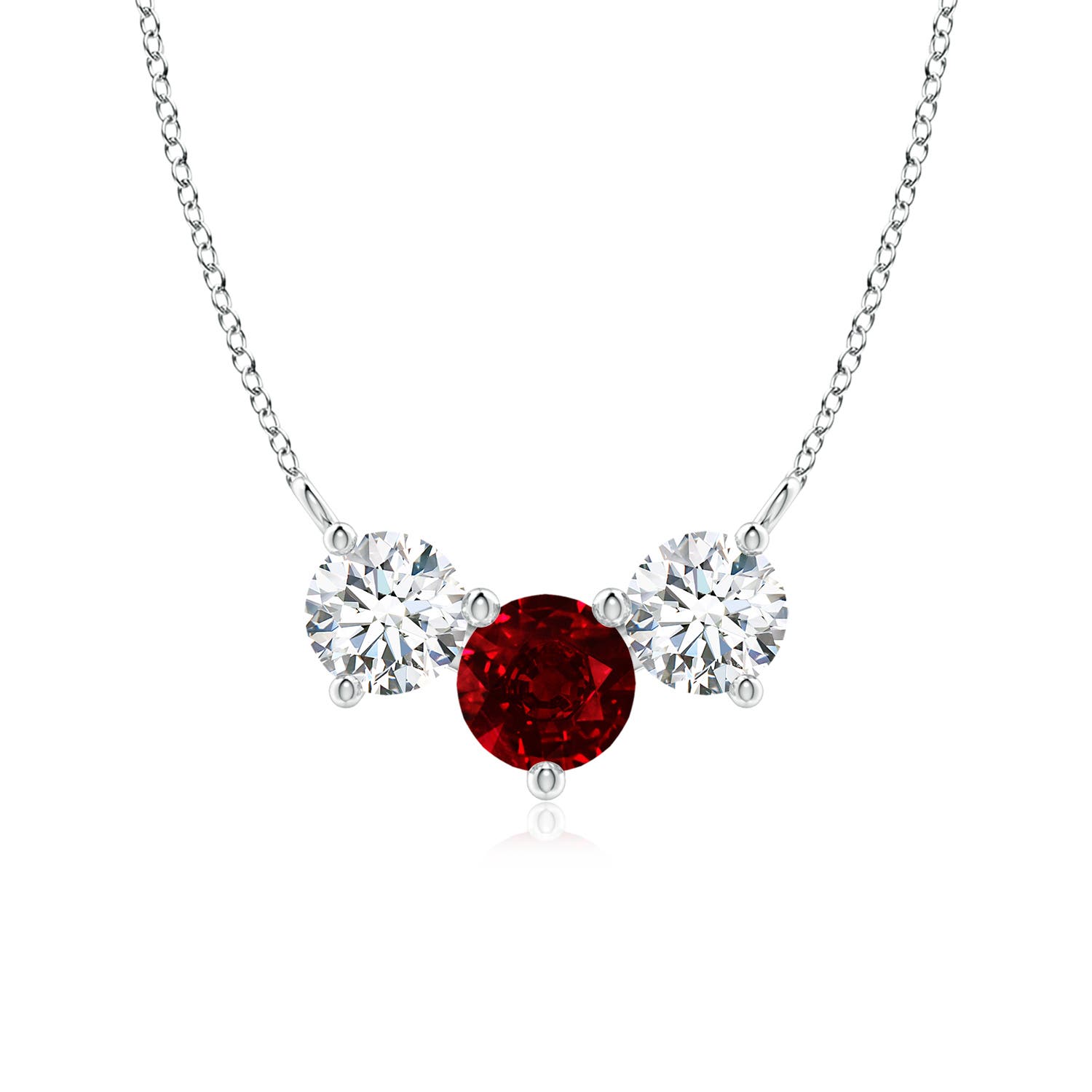 6mm AAAA Classic Ruby and Diamond Necklace in White Gold
