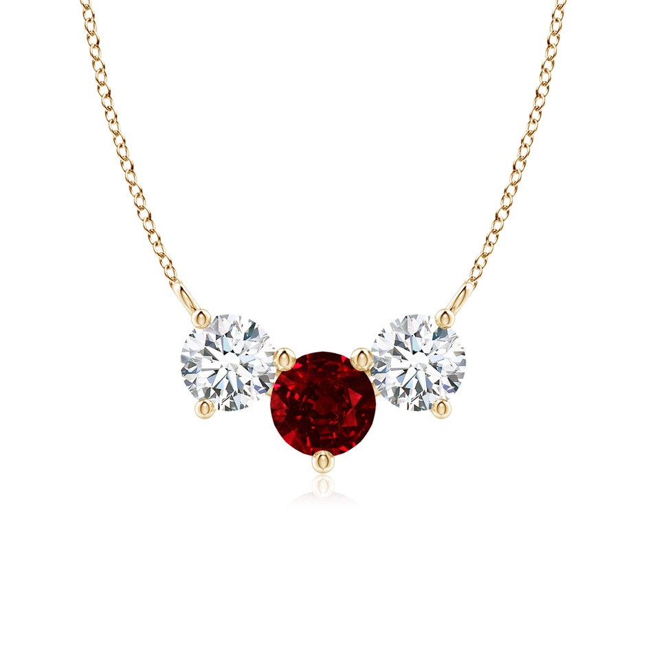 6mm AAAA Classic Ruby and Diamond Necklace in Yellow Gold 