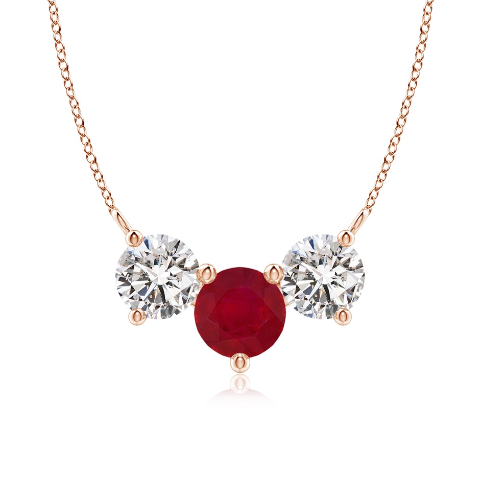 7mm AA Classic Ruby and Diamond Necklace in Rose Gold 