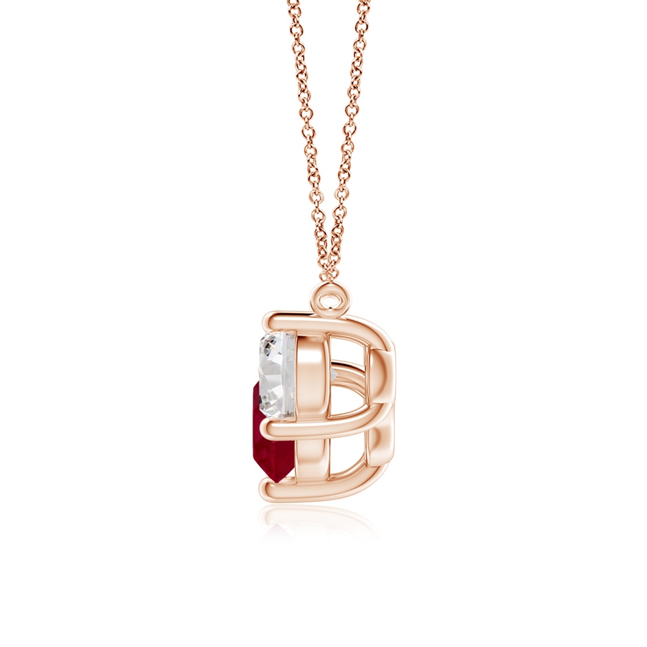 7mm AA Classic Ruby and Diamond Necklace in Rose Gold side 199