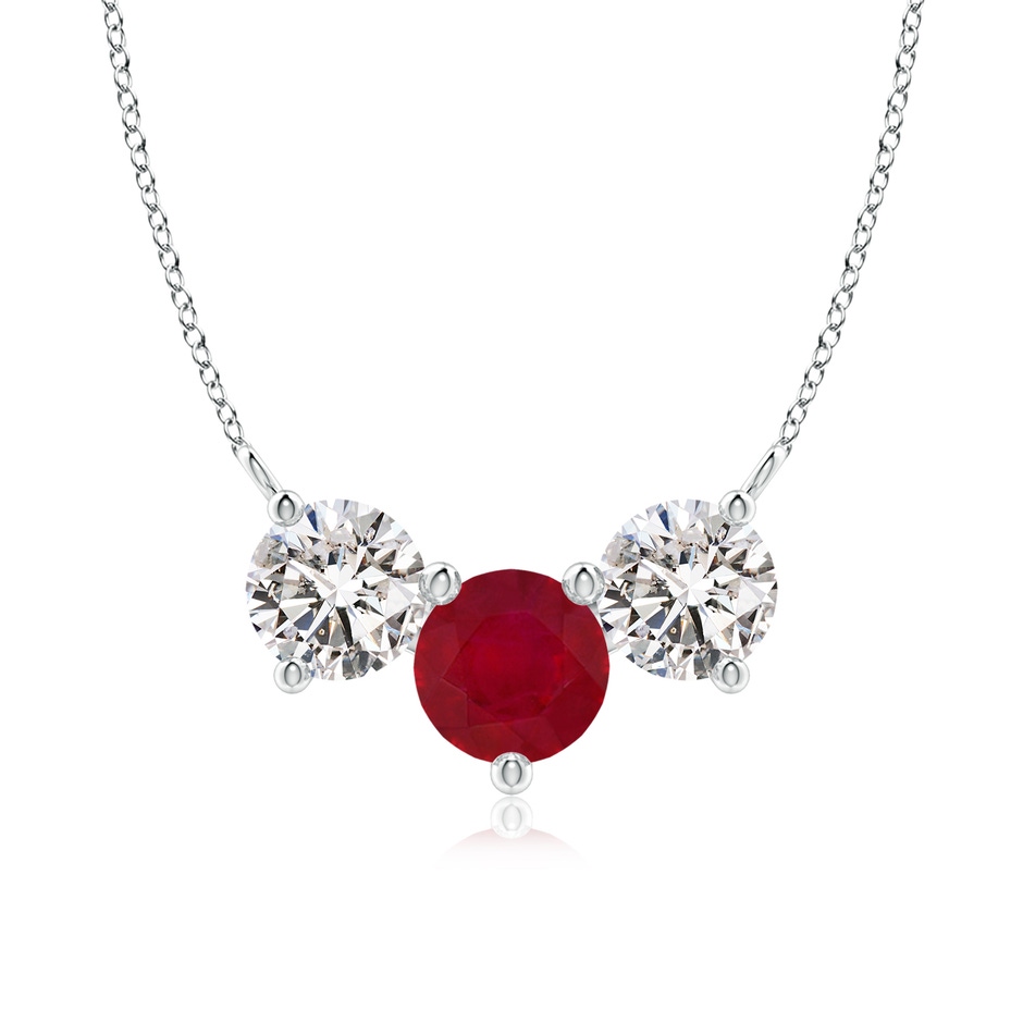 7mm AA Classic Ruby and Diamond Necklace in White Gold 