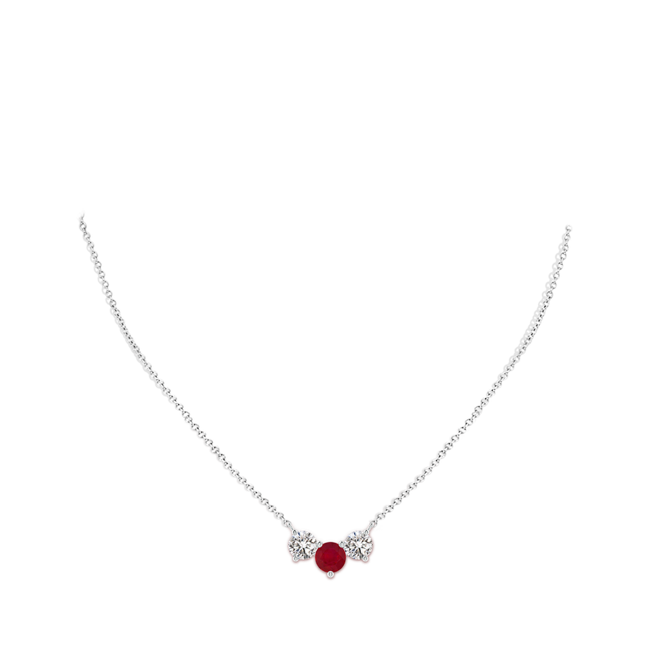 7mm AA Classic Ruby and Diamond Necklace in White Gold pen