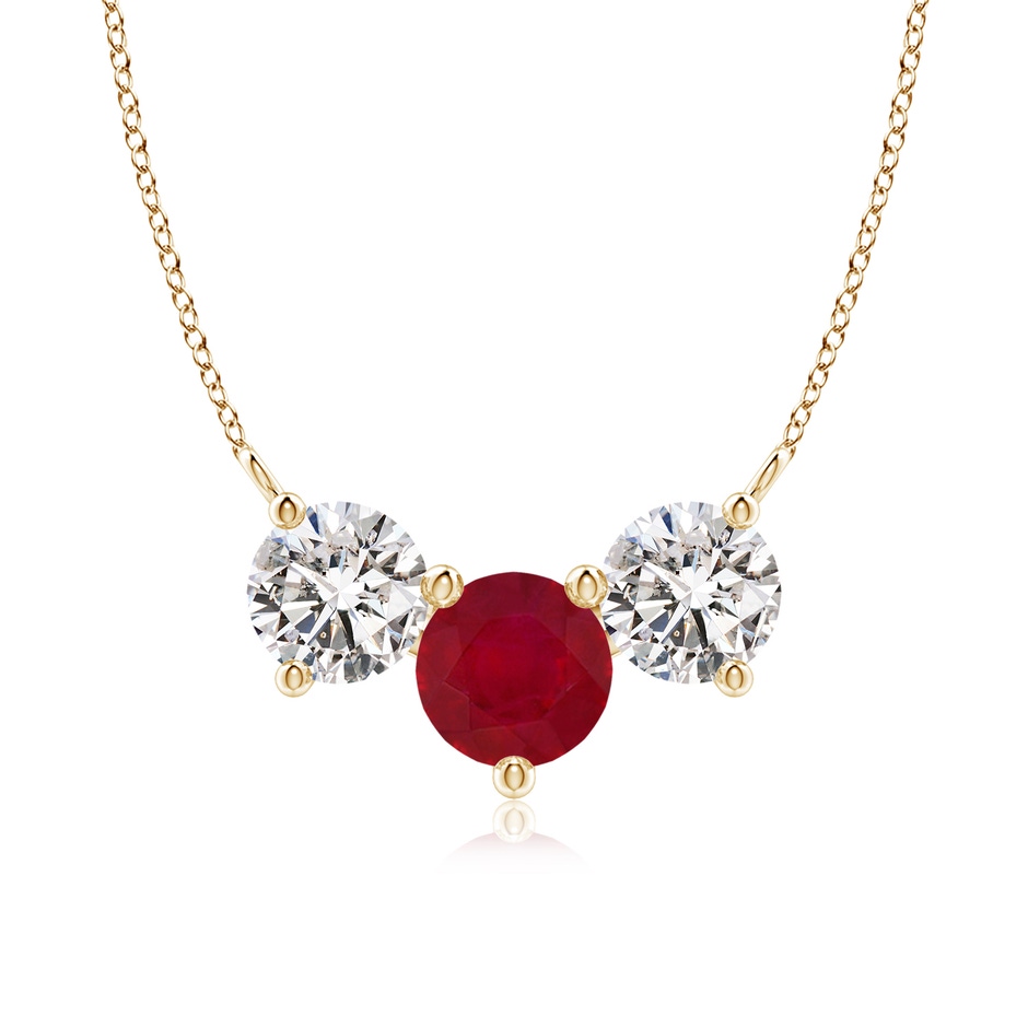 7mm AA Classic Ruby and Diamond Necklace in Yellow Gold 