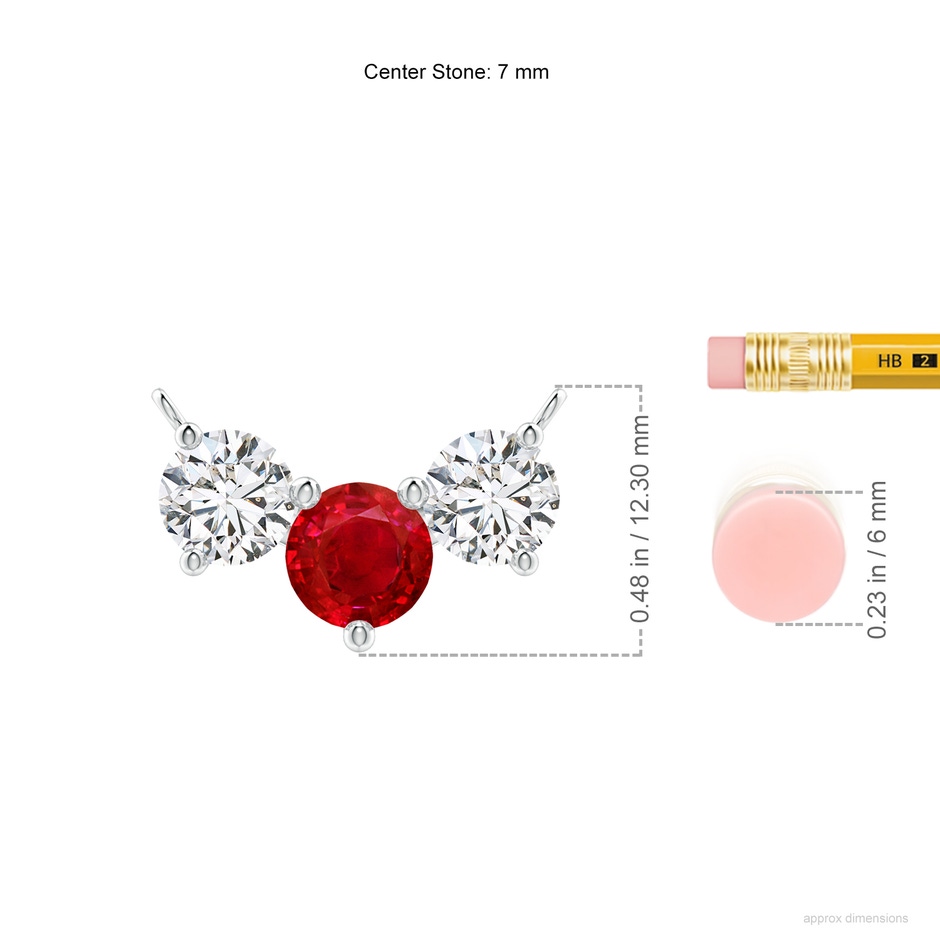 7mm AAA Classic Ruby and Diamond Necklace in P950 Platinum ruler