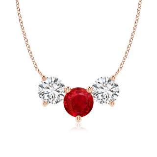 7mm AAA Classic Ruby and Diamond Necklace in Rose Gold