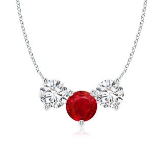 7mm AAA Classic Ruby and Diamond Necklace in White Gold