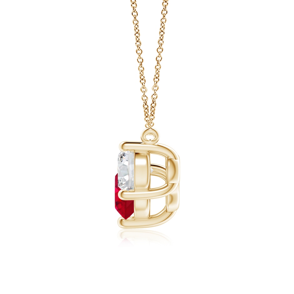 7mm AAA Classic Ruby and Diamond Necklace in Yellow Gold side 199
